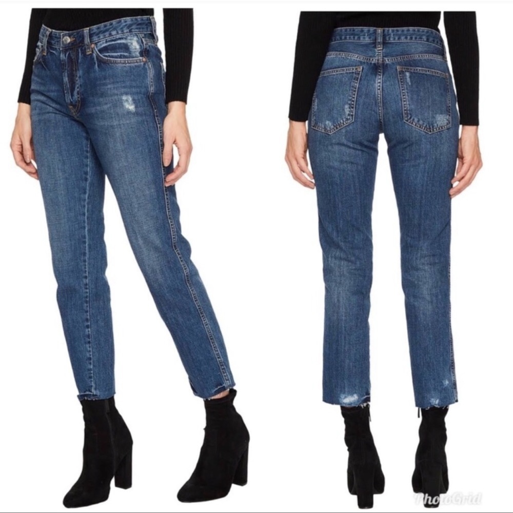 Free People Blue Distressed Women Jeans